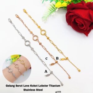 Gelang Serut Love Kokot Lobster Titanium Stainless Steel (KKKT)