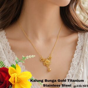 Kalung Bunga Gold Titanium Stainless Steel