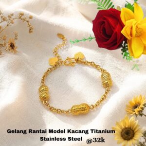 Gelang Rantai Model Kacang Titanium Stainless Steel
