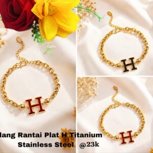 Gelang Rantai Plat H Titanium Stainless Steel