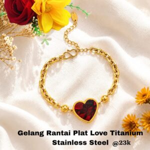 Gelang Rantai Plat Love Titanium Stainless Steel