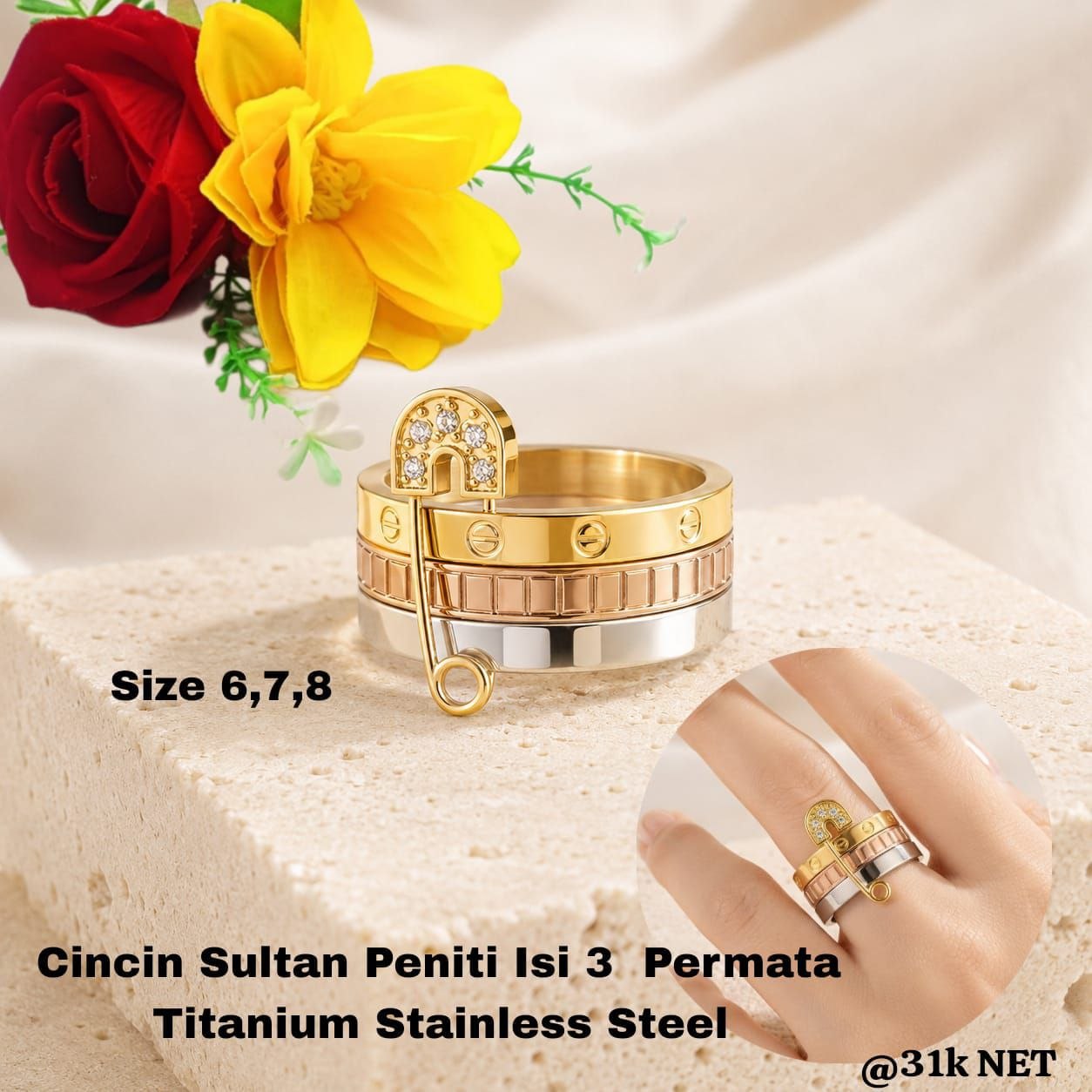 Cincin Mewah Titanium - Gambar 10