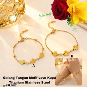 Gelang Motif Kupu Kupu & Love Titanium Stainless Steel
